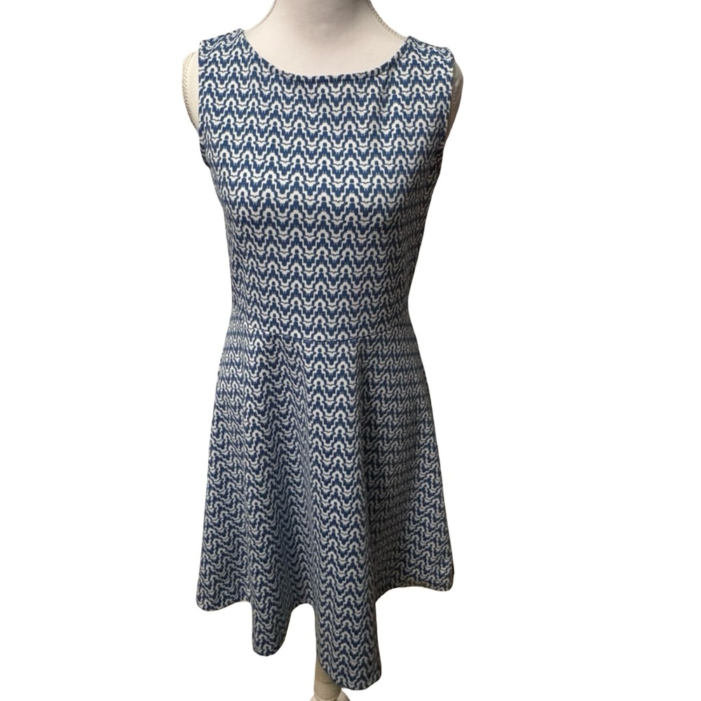 Talbots Blue and White Fit and Flare Dress